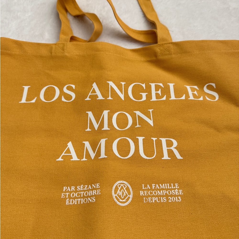 Sezane Paris yellow Canvas Tote Bag/ Los Angeles/ New - Picture 2 of 5